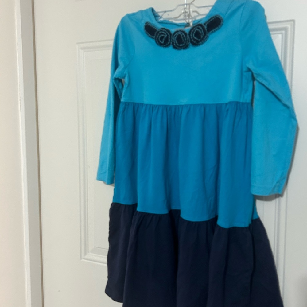 Hanna Andersson Turquoise and Navy Kids Dress